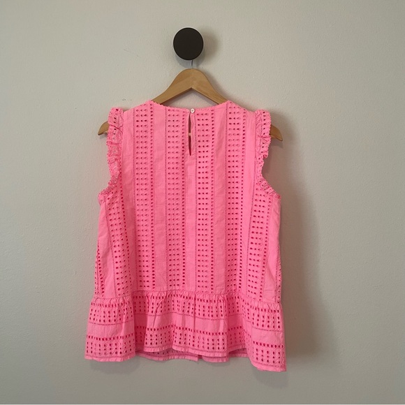 Vineyard Vines Sea Spray Eyelet Peplum Top Size Small in Malibu Pink - Picture 2 of 5